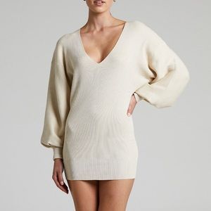 Showpo Tan Bodycon Knit Mini Dress